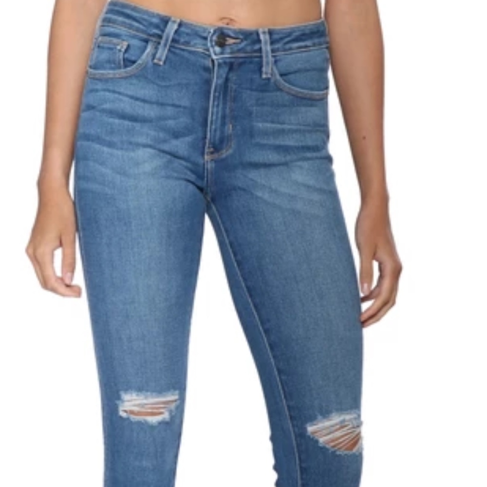Just Black Denim Hi-Rise Raw Hem Crop Skinny Jeans